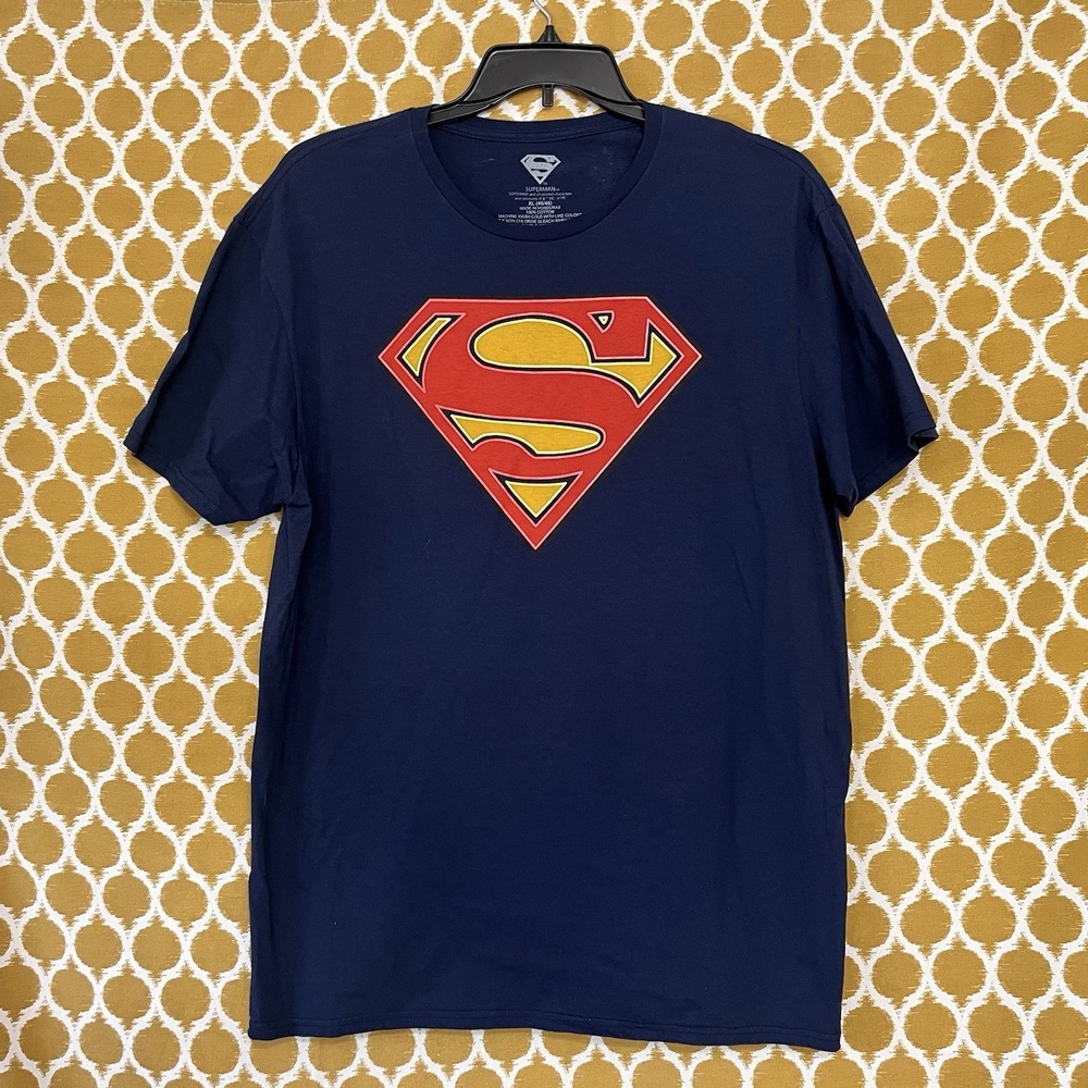 Superman Men's XL Classic Logo Graphic T-Shirt Navy Tee 46/48